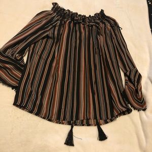 Striped off the shoulder top